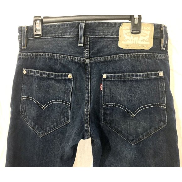 Levis 511 Mens Jeans Size 34x32 Dark Wash Straight Leg Denim Pants VGC! - Picture 7 of 12